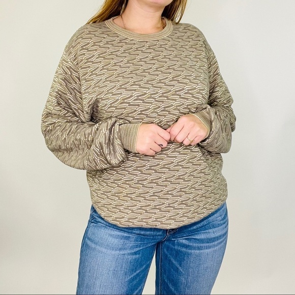 Vintage 90s Textured Wave 3D Earth Color Sweater - Picture 5 of 12